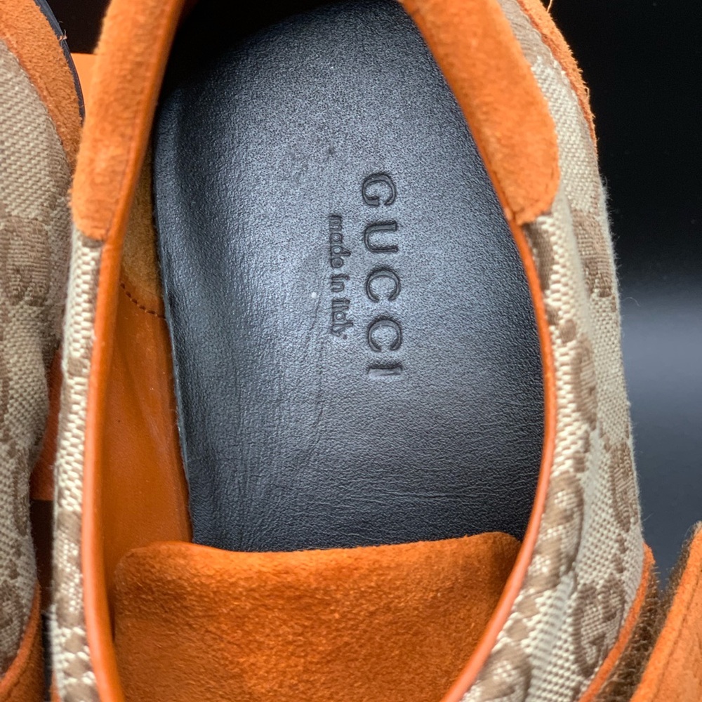 Gucci Orange Suede & GG Canvas Sneakers - Picture 9 of 15